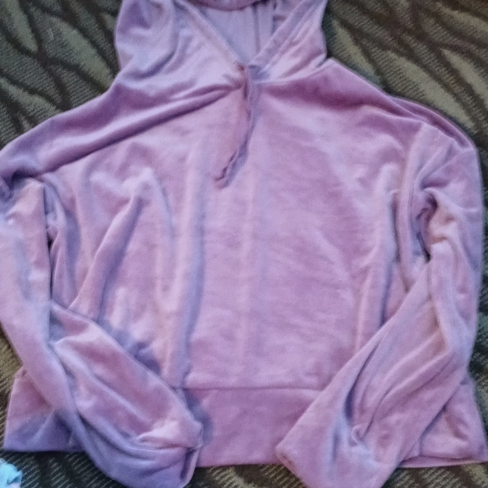 Cropped Velvet Lavender Hoodie